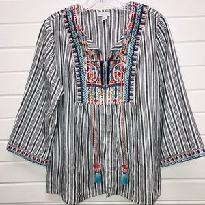 J. Jill Linen Embroidered Top